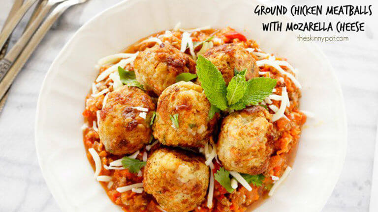 Ground Chicken Breast Meatballs with Mozzarella Cheese